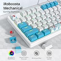 Vista 3 de Teclado mecánico 75% para juegos con interruptor rojo, teclado retroiluminado LED RGB blanco y azul, 87 teclas compacto TKL teclado de computadora
