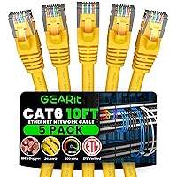 Vista 13 de GEARit Paquete de 5 cables Ethernet Cat6 de 100 pies Cable de conexión de red RJ45, conectores chapados en oro sin enganches de 10 Gbps - Cable