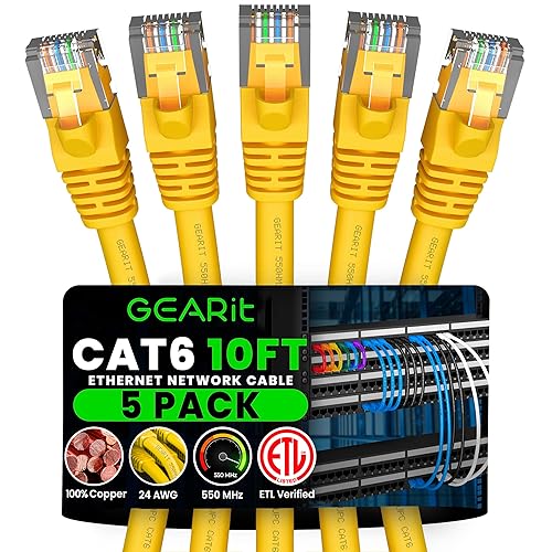 Miniatura 19 de GearIT cable Ethernet de 0.5 pies Cat6 - Cable para computadora a red LAN, color negro, Negro Negro -,Azul,Gris,Rojo