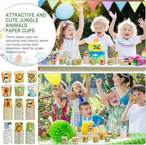 Miniatura 5 de Amyhill 100 vasos desechables de papel de 9 onzas para niños, animales, tazas de baño, pequeñas y coloridas para fiestas, picnic, barbacoas, viajes,