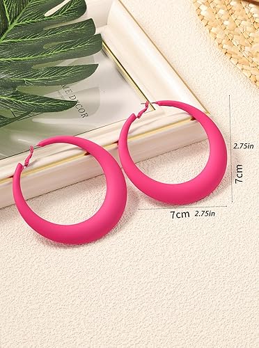 Miniatura 4 de Aretes de aro coloridos para mujer, aretes colgantes de neón de los años 80 y 90, aretes retro mate grandes, aretes gruesos exagerados, joyería Y2K,
