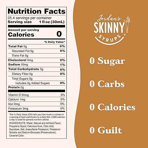 Miniatura 7 de Jordan's Skinny Syrups - Jarabe de café sin azúcar, mezcla de bebida con sabor a avellana, sabor cero calorías para Chai Latte, batido de proteínas,