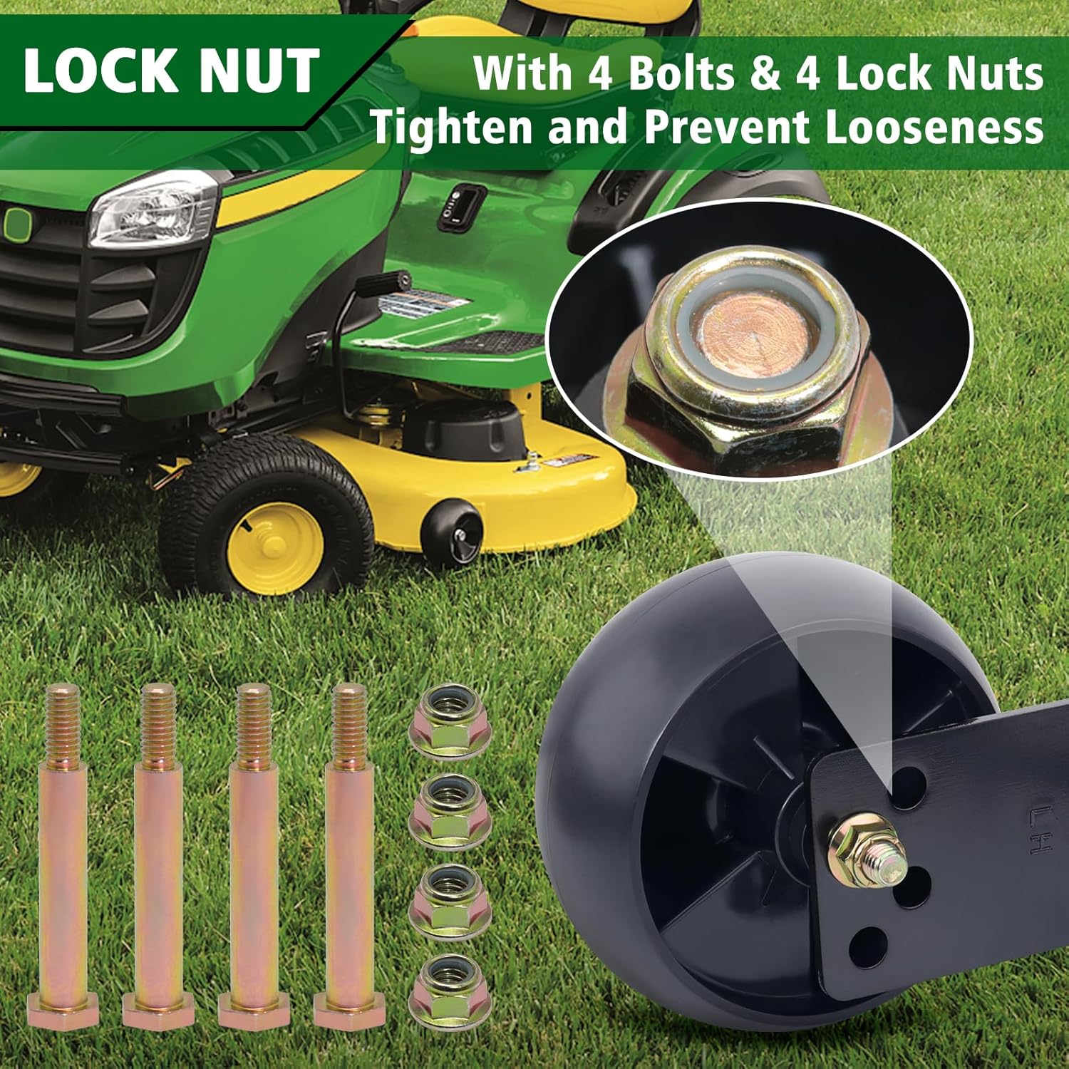 CheeMuii Mower Deck Gauge Wheels with Deck Brackets Kit 4 Pcs 5 Inch 734-04155 Deck Wheels with 2 Pack 525509501 Deck Wheel Brackets Fit for 42 inch Deck