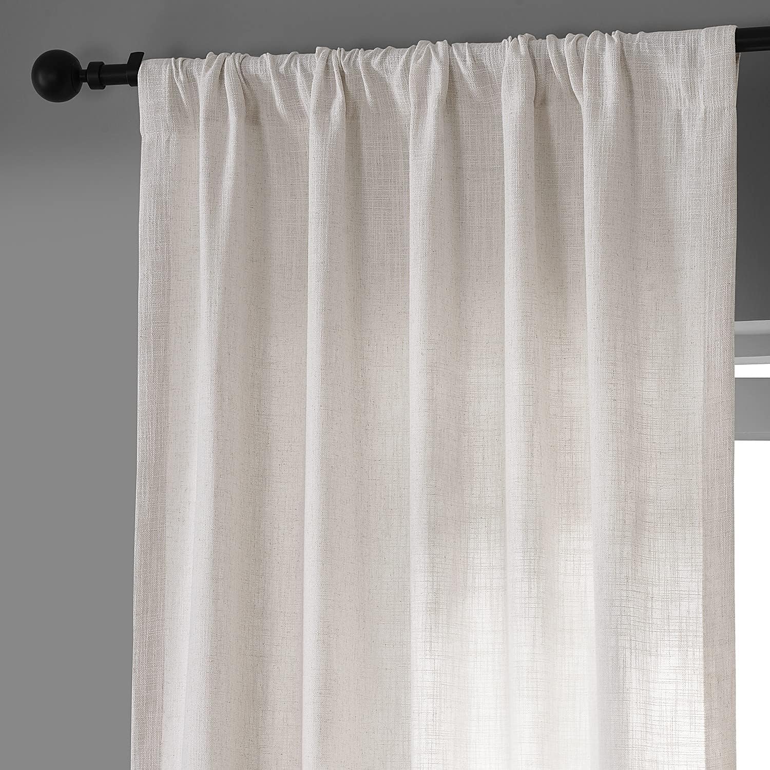HPD HALF PRICE DRAPES Belgian Heavy Faux Linen Light Filtering Curtains for Bedroom 108 Inches Long (1 Panel) - Rod Pocket Window Curtains for Living Room Home Decor - 50 X 108, Warm Off-White