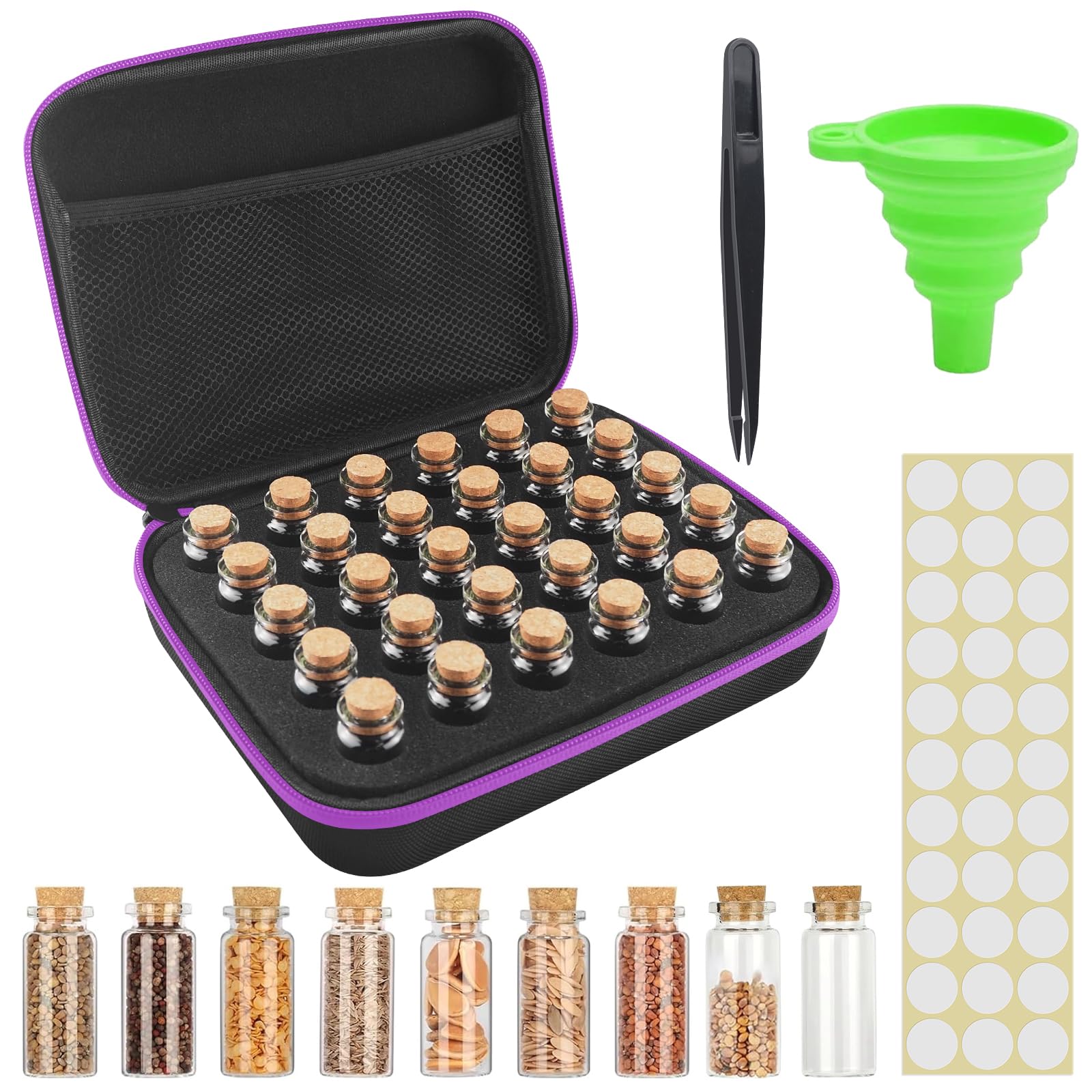 Boîtes de Rangement pour Graines, 30 Compartiments avec Boîte, Étiquettes et Entonnoir, Conteneur de Stockage pour Plantes de Jardin, Cadeau pour Les Amateurs deJardinage à Domicile