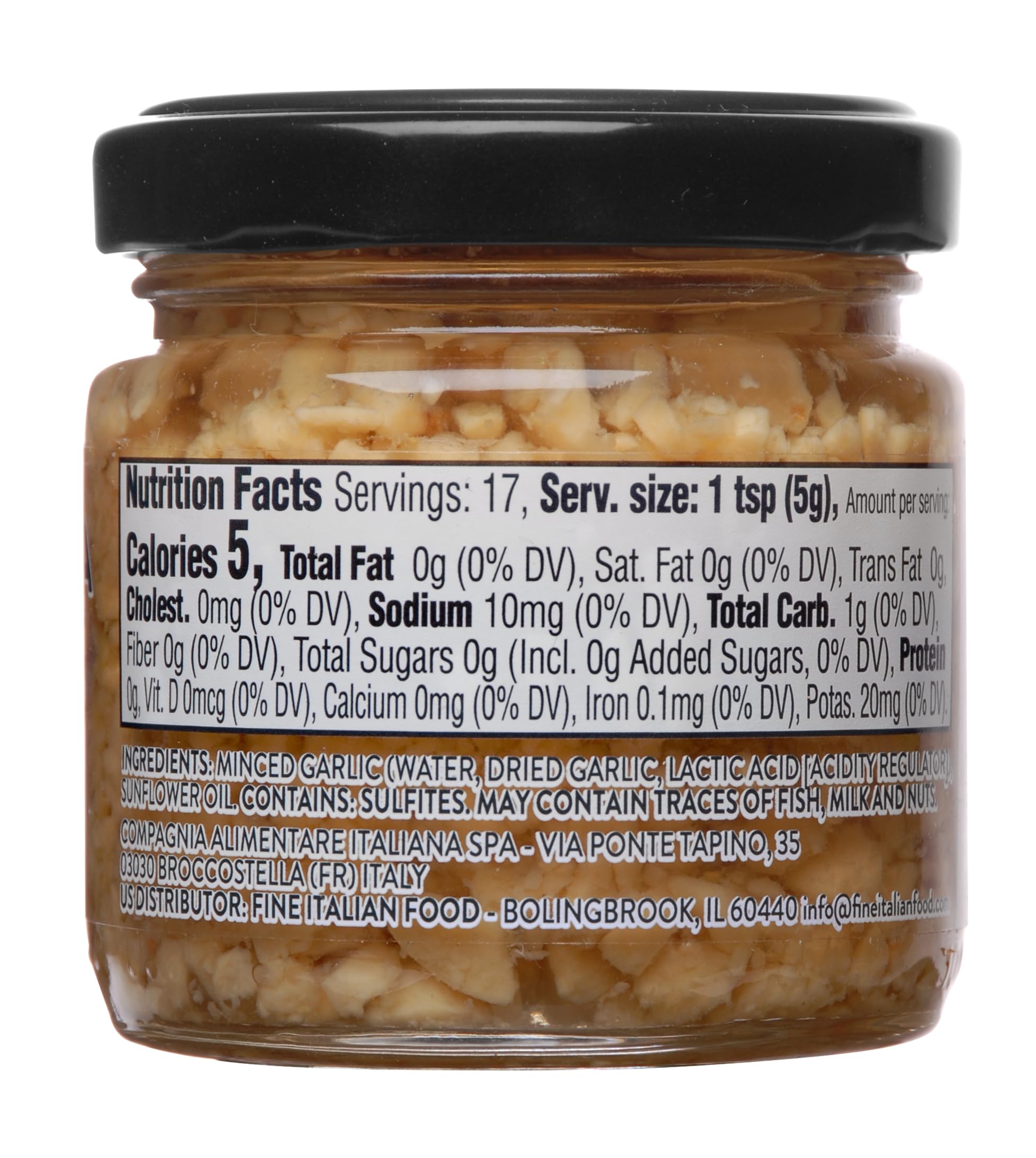 Mantova Chopped Garlic in Oil, 3 oz (85g),- Pack of 3, Product of Italy – Ready to Use Minced Garlic for Cooking, Pasta, Sauces & Marinades – Glass Jar, All-Natural, Non-GMO, Gluten-Free, Cholesterol-Free, Vegan-Friendly