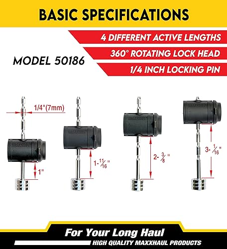 Miniatura 3 de MaxxHaul Bloqueo de acoplador de lengüeta de remolque, pasador de lengüeta de remolque ajustable, diámetro de 14 pulgadas, se adapta a acoplador