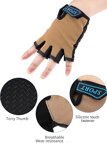 Miniatura 3 de 3 pares de guantes de bicicleta para niños, guantes de entrenamiento sin dedos de medio dedo, gel antideslizante para bicicleta y motocicleta