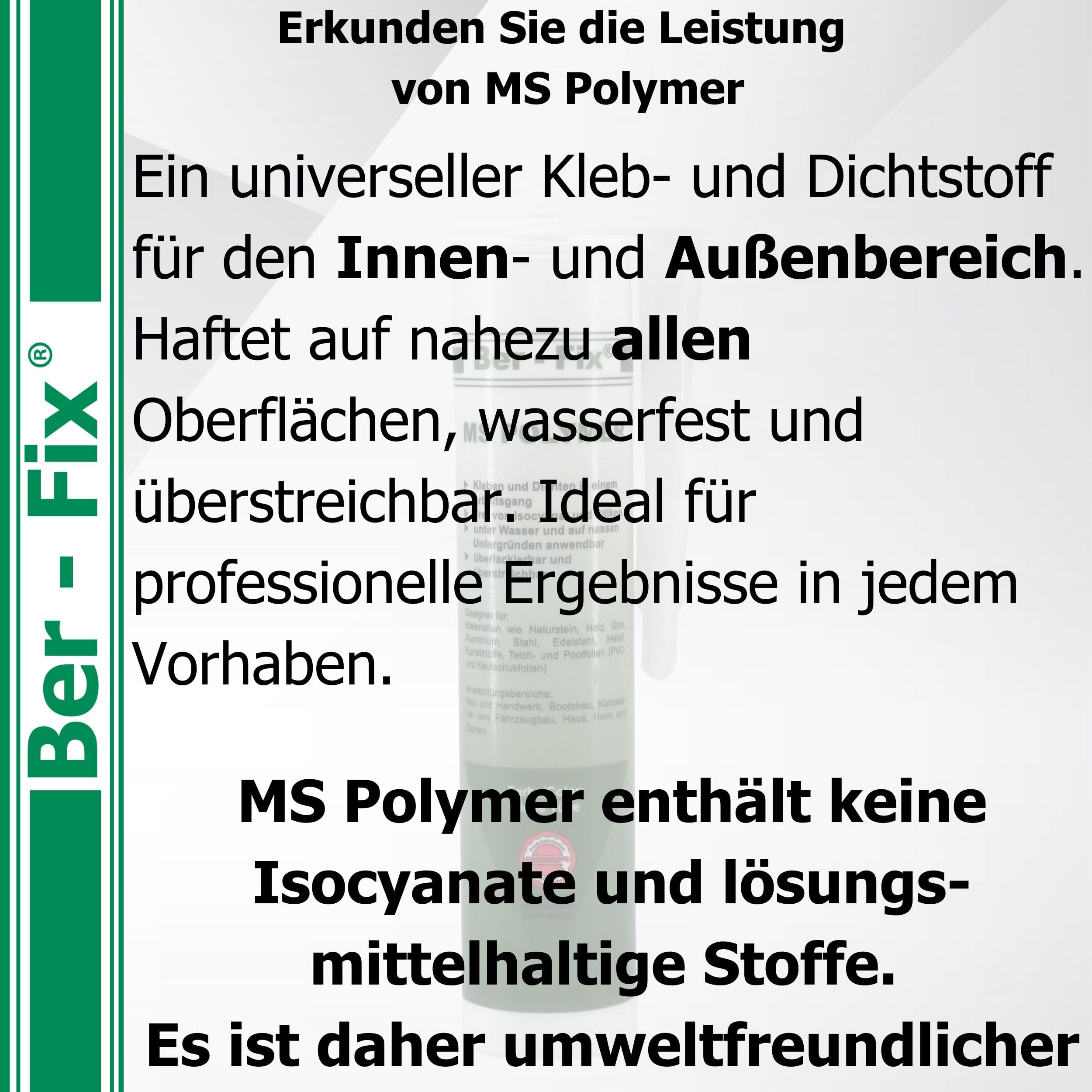 Ber-Fix® MS Polymer Transparent 3 x 290 ml – Glaskleber & Dichtstoff | Drei Kartuschen für zusammenhängende Projekte; auf geeigneten feuchten Flächen verarbeitbar und für bewegte Bauteile.