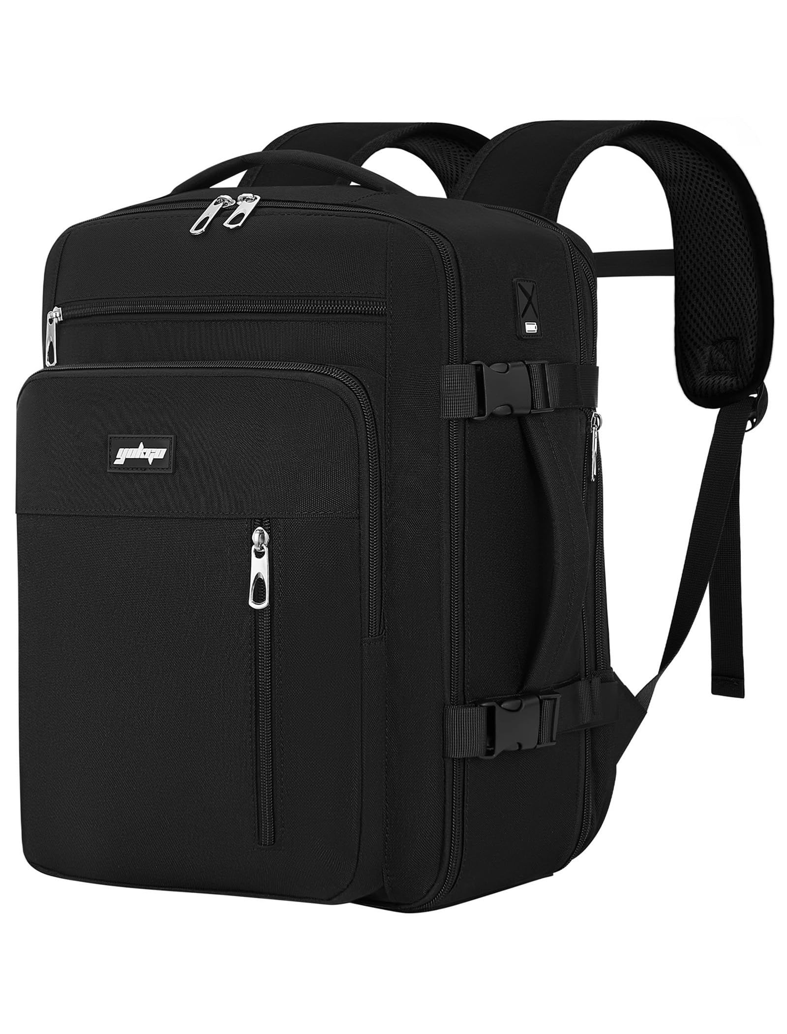 Zaino Ryanair 40x30x20 Bagaglio a Mano per Wizzair/Vueling (24-30L Espandibile) Zaini da Viaggio Cabina,Borsa Aereo Porta PC Laptop 15.6" Per Donna,Uomo,Trekking e Lavoro.Travel Backpack Nero