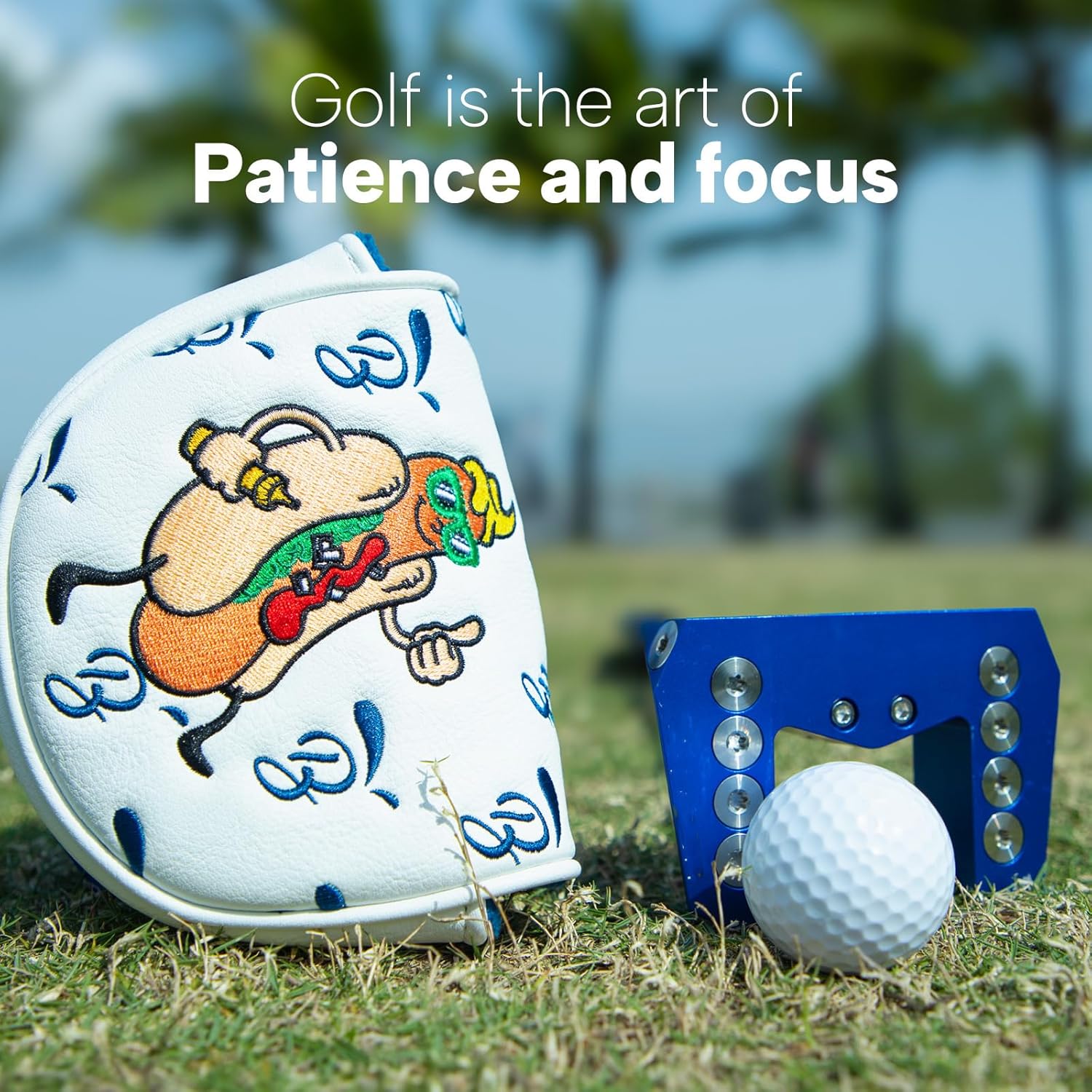 Golf Putter Cover OZ1 Premium Embroidery Hot Dog Mallet Putter Headcover Leather Golf Club Covers with Magnetic Closure fit OZ1,MEZZ1,MEZZ1 MAX