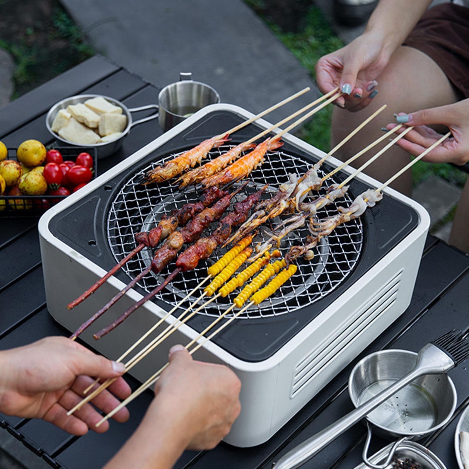 Barbacoa portátil Chal Mini barbacoa de mesa para camping, playa, patio, jardín, hogar, viajes, interior/exterior, cocina y fiestas