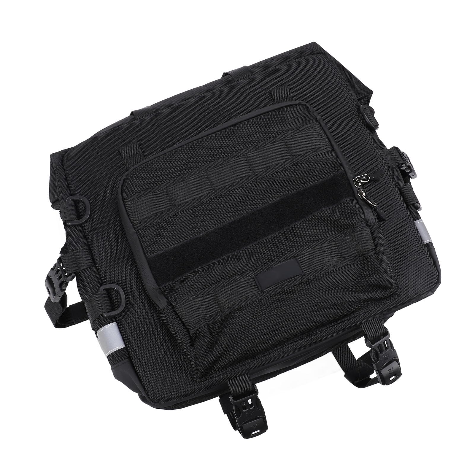 Torba Podsiodłowa Motocykla Wodoodporna 25L Szybkozłączka do Podróży z Paskiem Odblaskowym Czarna 15x6,7x15,4 Cala