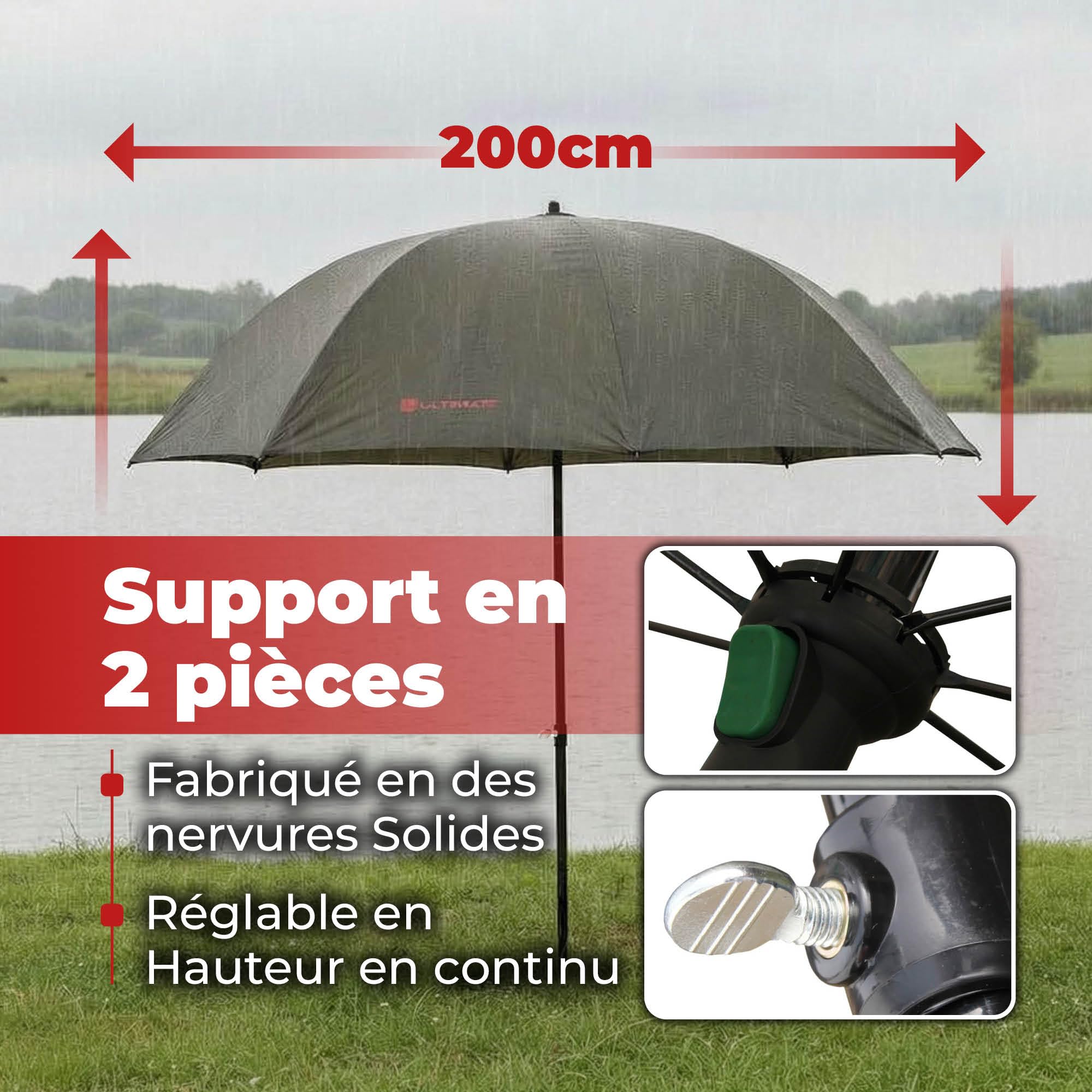Ultimate Parapluie De Pêche Avec Panneau Latéral 50'' Umbrella With Side Sheet - Parapluie De Pêche