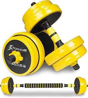 ProsourceFit Adjustable Dumbbell & Barbell Weight Set&comma; 2-in-1 Free Weights Available 55Lbs&comma; Home Gym Equipment