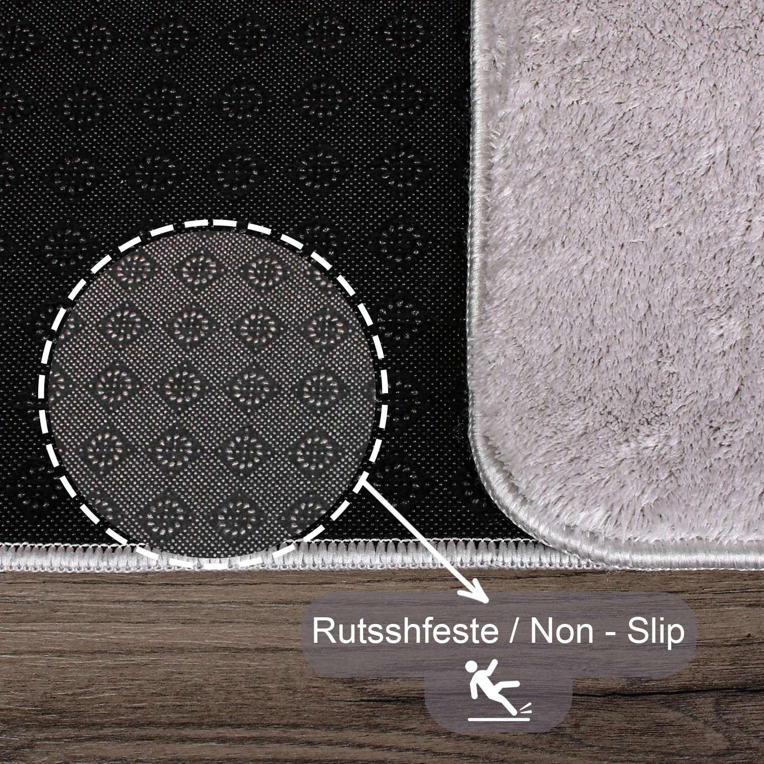 Relax rutschfeste Badematte, Grau, 80x150 Plüsch Badteppich | Weiche Bad- und Duschvorleger Maschinenwaschbar, Schnell Trocknend Badvorleger