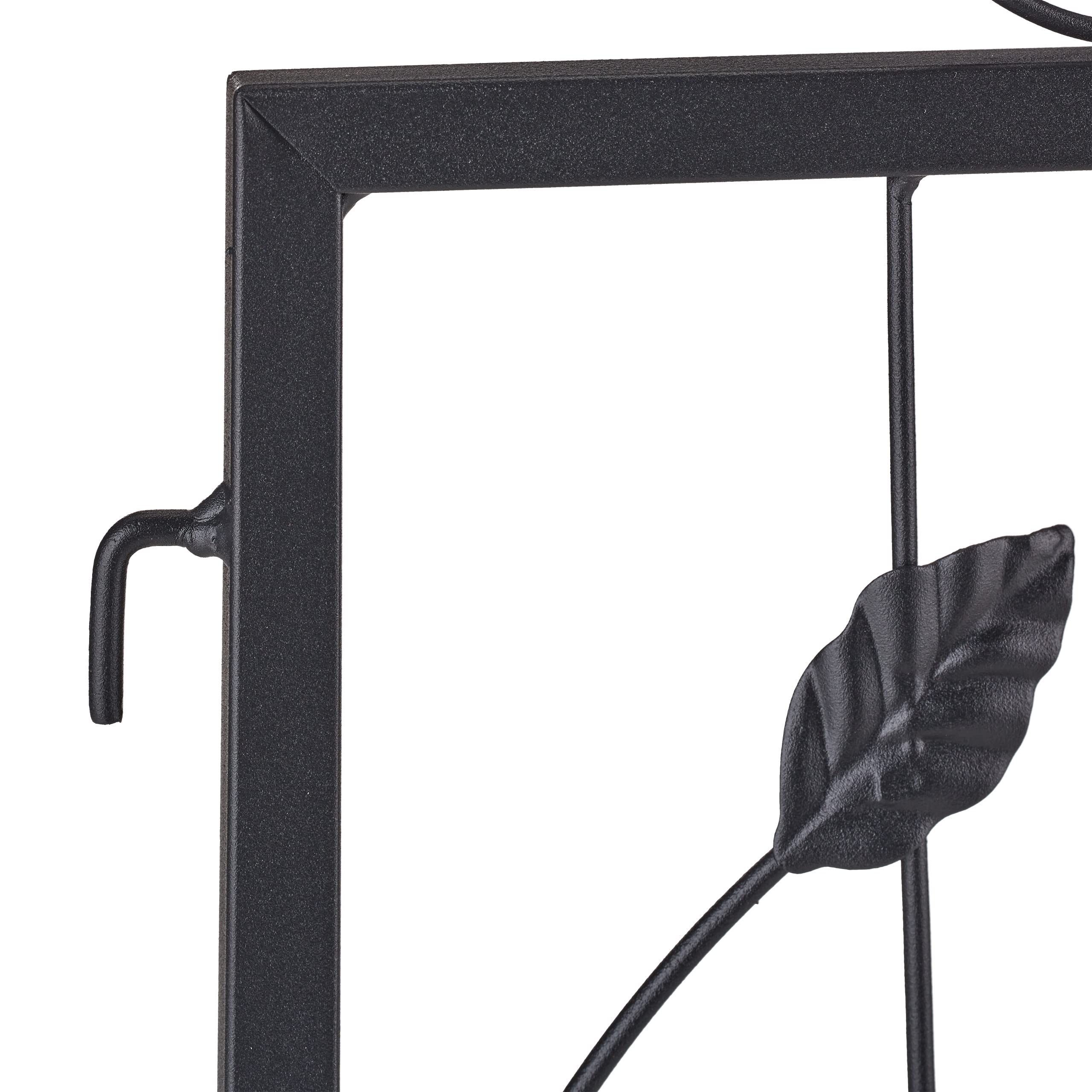 Relaxdays Recinzione per Aiuole, Set 4 Pannelli per Cortile e Giardino, Design Rose e Foglie, Ferro, HL: 60x60 cm, Nero