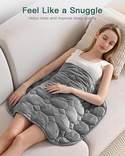 Miniatura 3 de Lofus Manta con peso de 5 libras para adultos, transpirable y relajante manta con peso pequeña para viajes, relajación y siestas, lavable a máquina,