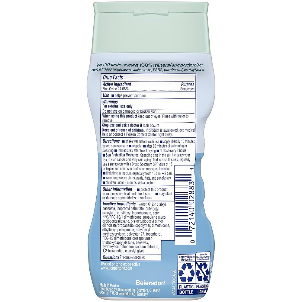 Amazon.com: Coppertone Pure and Simple Sunscreen Lotion, SPF