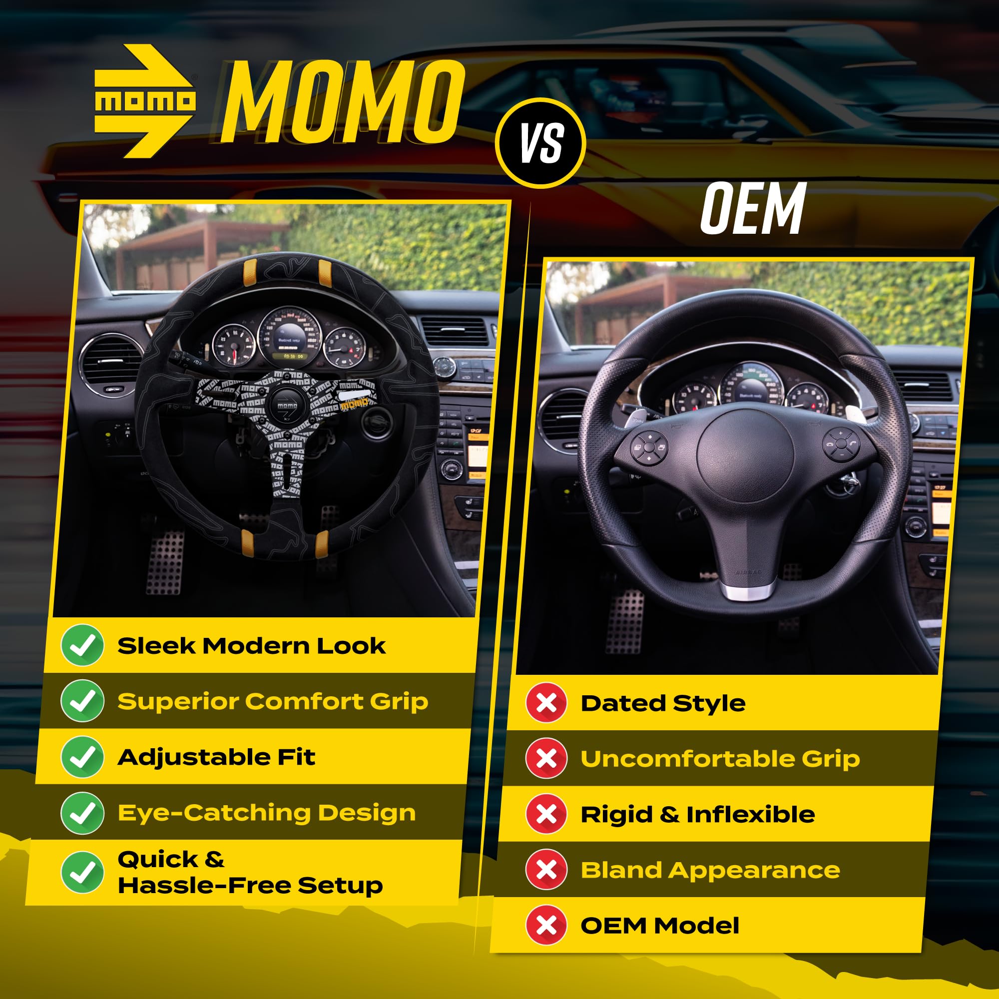 MOMO Street Steering Wheel - Ultra - Premium Race Track Microfiber