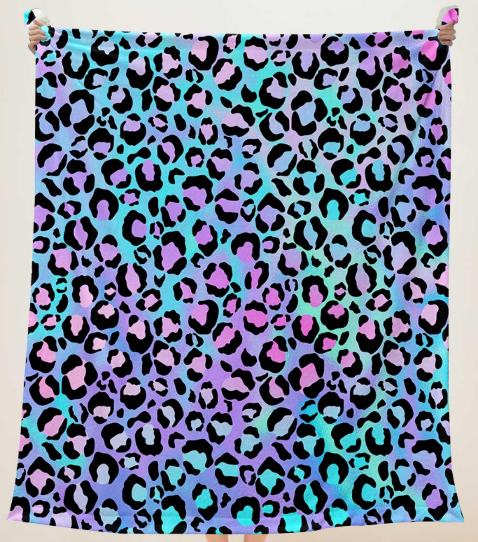 goodbath Cheetah Print Blanket 150x130cm, Leopard Warm Fleece Throw Blanket for Sofa Couch Bed Chair,Gift for Teens Boy Girls,Blue