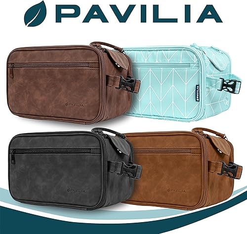 Miniatura 8 de PAVILIA Neceser para hombres y mujeres, bolsa de viaje, estuche organizador de artículos de tocador, artículos esenciales de viaje, kit de afeitado,