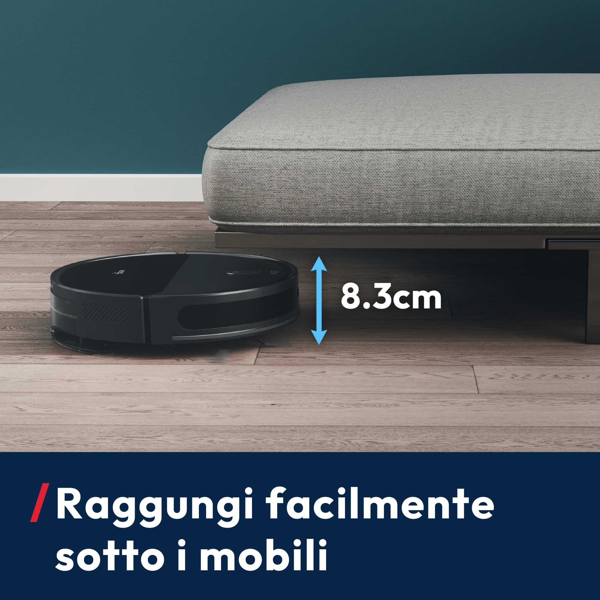 Hoover HG2 Robot Aspirapolvere e Lavapavimenti Hydro, Ultra-Sottile – Potente Aspirazione da 5000Pa, Pulizia sotto i Mobili, Navigazione Laser, Fino a 160 Minuti di Autonomia, [HG2Z30H]