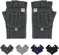 MOWO Men's Winter Fingerless Gloves, Warm Touch-Friendly Material, Free Finger Movement, Wool-Warmer, Warm, Soft, Smartphone Compatible, Cut-Finger, Fingerless, Knit, Cold Protection, Commuting | ミトンカバー付き 暖かい 柔らかい スマホ対応 指切り 指ぬき ニット製 防寒 ミトン手袋 通勤 通学