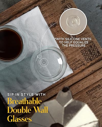 Miniatura 4 de Kitchables Juego de 4 Tazas de Espresso, 2.7oz - Vasos de Espresso de Doble Pared Duraderos - Tazas para Shots de Espresso Compatibles con Máquinas