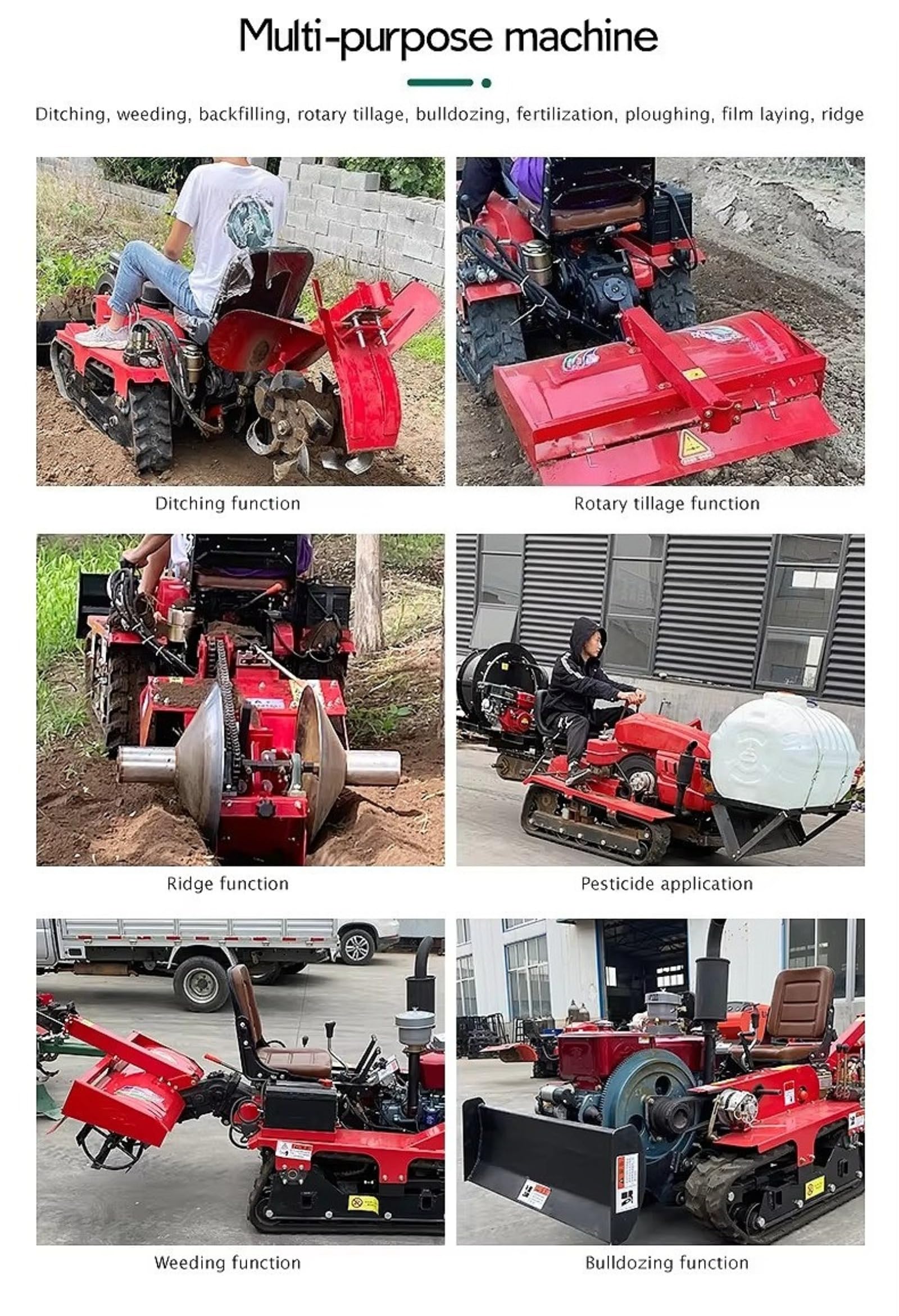 Mini rototiller, coltivatore resistente del giardino del cingolo per la preparazione del suolo | Rototiller agricolo per fattoria, prato e orto, offre una coltivazione potente, guida fluida, alta produttività