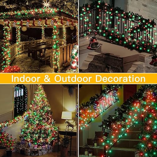 Miniatura 7 de Guirnalda de luces para exteriores con 12 modos de iluminación al amanecer, 174 pies, 500 luces LED enchufables de Navidad, memoria remota,