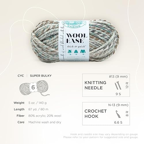 Vista 15 de Lion Brand Yarn Wool-Ease Thick & Quick Yarn - 318.2 ft, Graphite Grafito