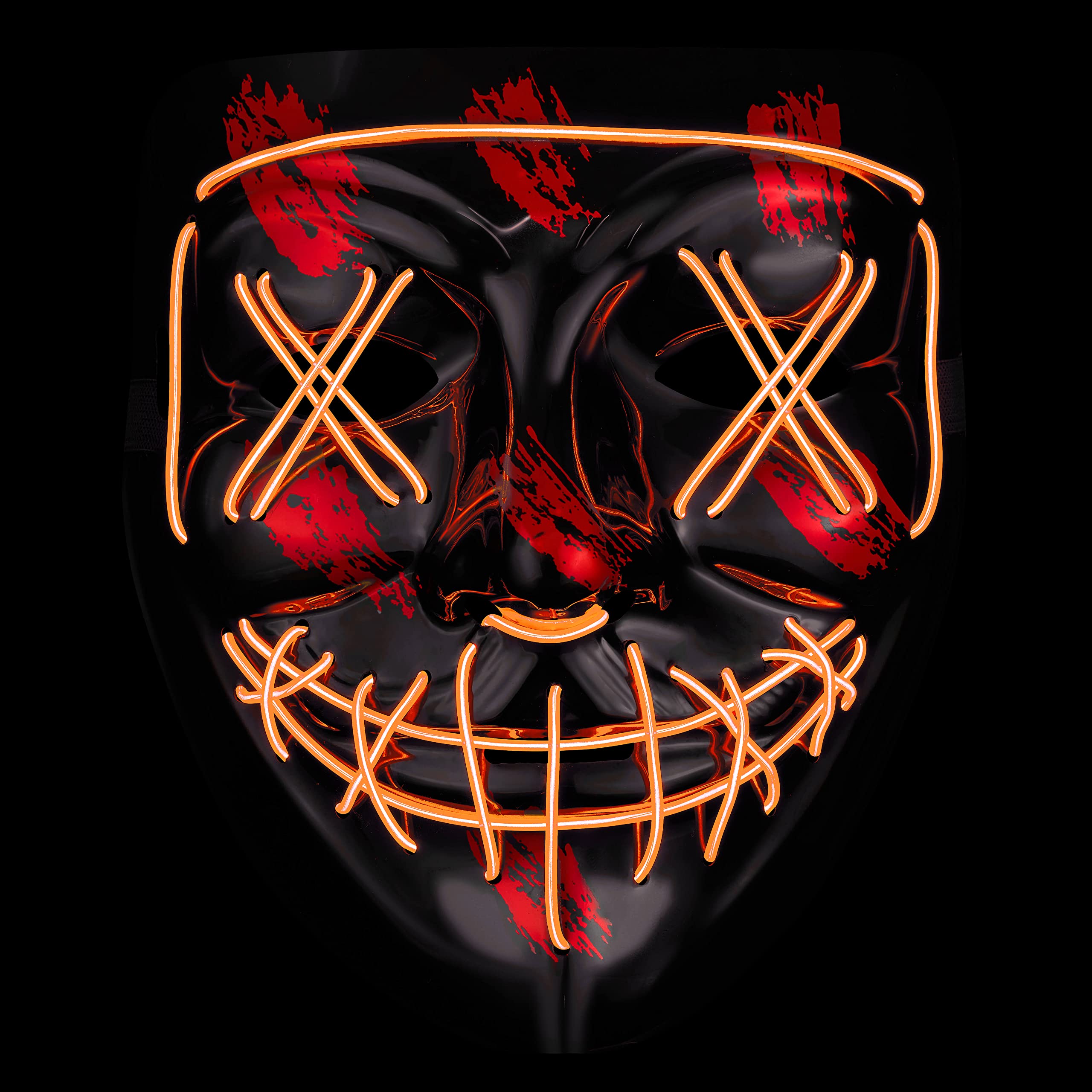 Balinco LED mask with 3 light modes - perfect for techno DJ, Neon Orange - Image 2