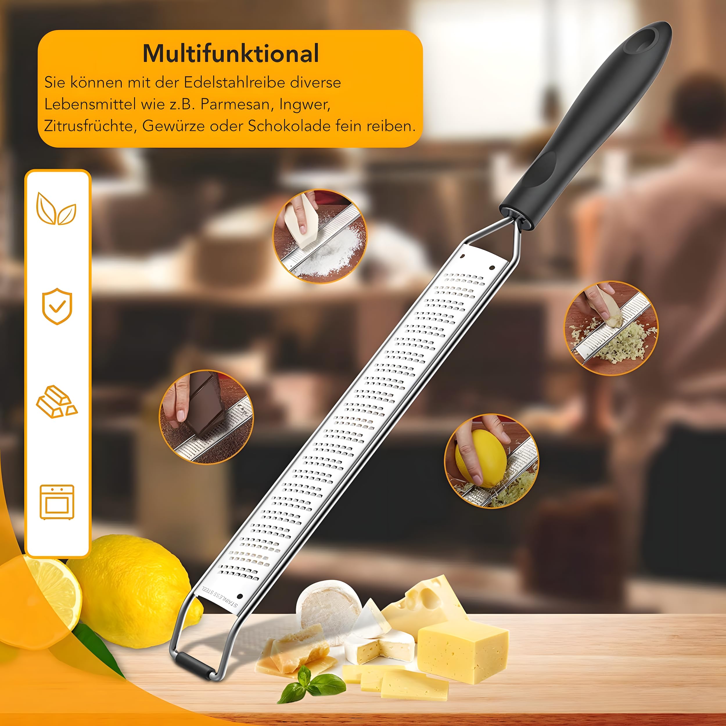 Rantizon Grattugia Zester Grattugia In Acciaio Inossidabile,Agrumi - Foto 2