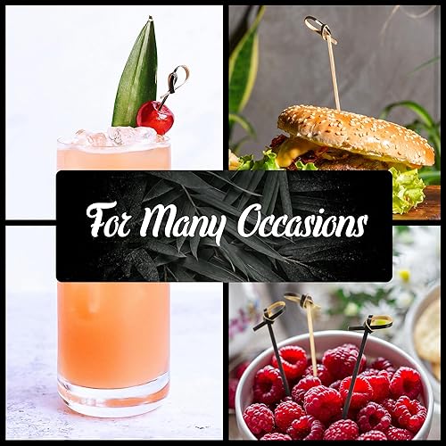 Miniatura 2 de BambooMN Púas de pinchos de nudo anudado negro de bambú de 4.7 pulgadas para cócteles y suministros de fiesta de caballos, 1000 piezas