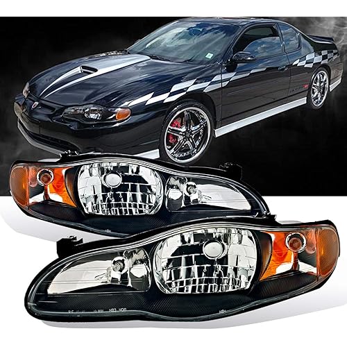 AmeriLite Black OE Replacement Headlights Set For 00-05 Chevy Monte Carlo Coupe - Passenger and Driver Side