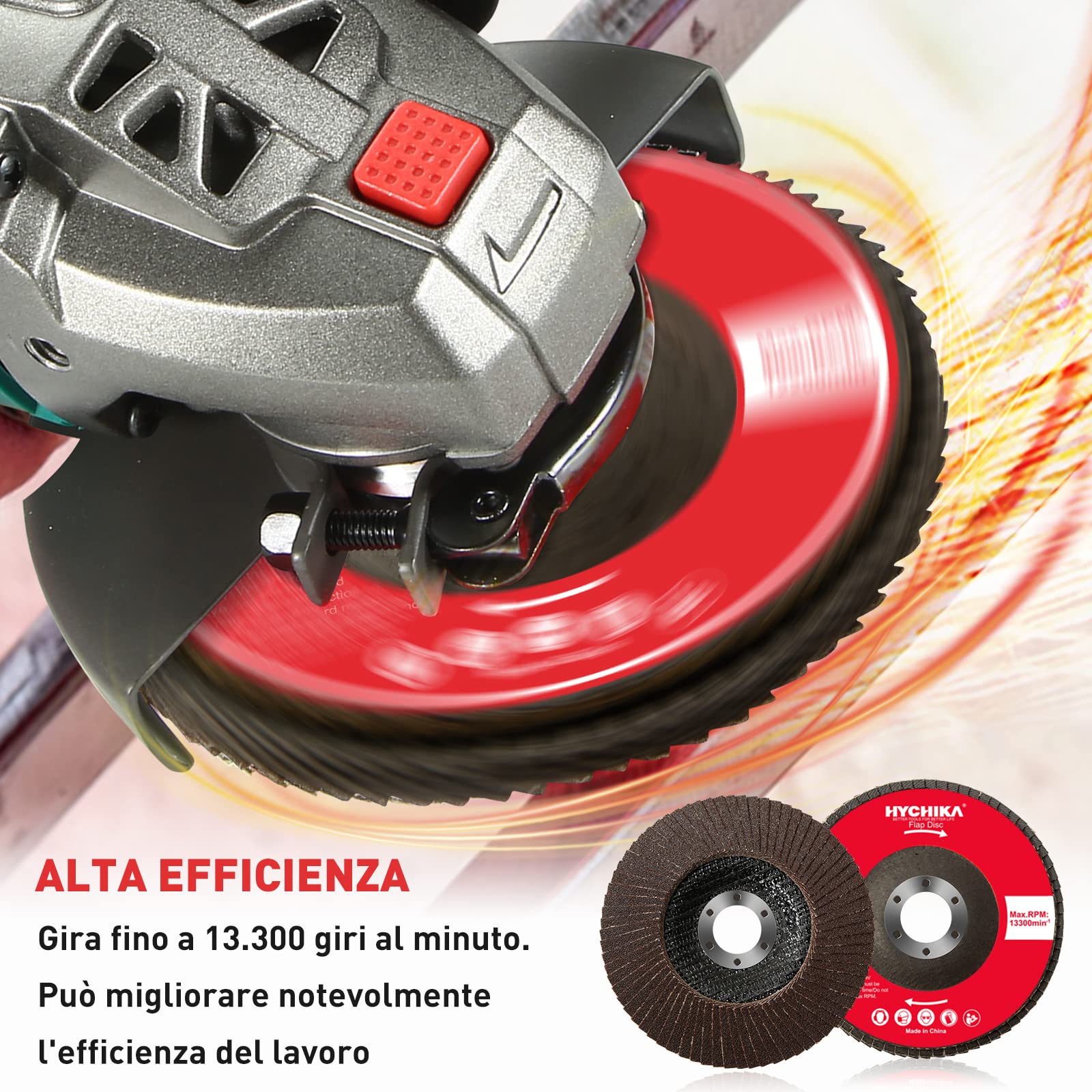 10 Dischi Lamellari HYCHIKA 115mm - Grana 120, Per Smerigliatrice Angolare, Metallo E Legno - Foto 6