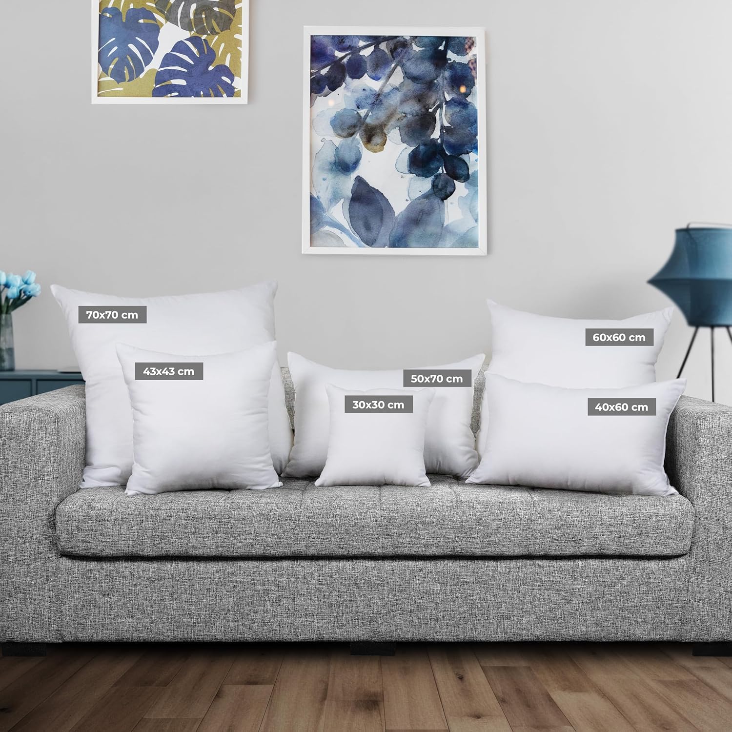 Utopia Bedding Poduszka Wypełnienie (Zestaw 4), 50 x 50 cm Wkładki do Poduszek, Wypełniacz do Poduszek z Włókna Hollowfibre (Biały)