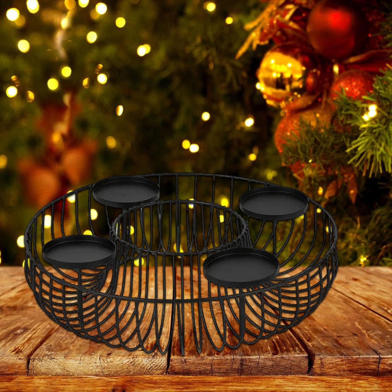 Portacandele dell'Avvento con 4 supporti in ferro per ghirlande natalizie per centrotavola da tavola, decorazioni per la casa, regalo di Natale