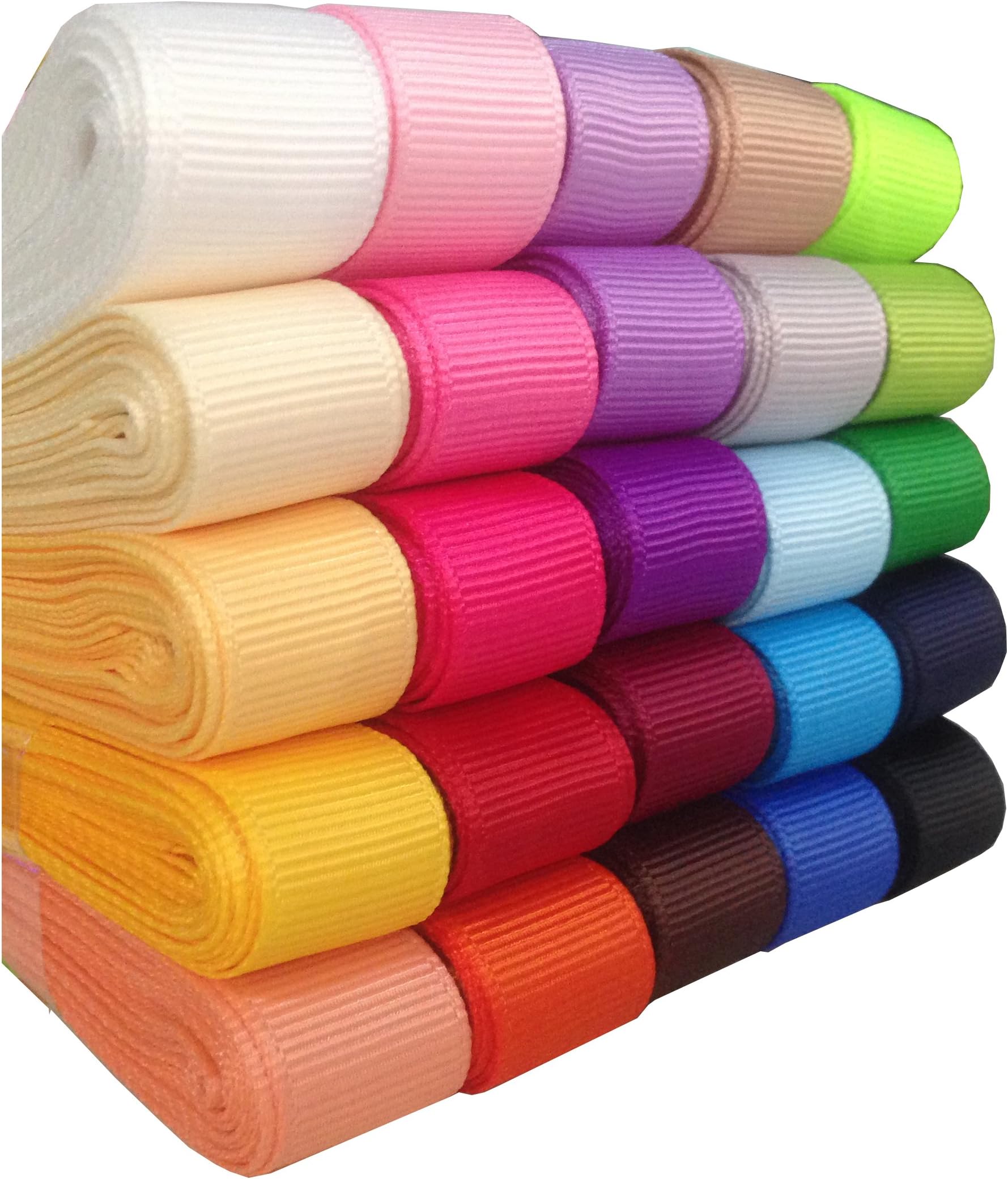 75yd (25x3yd) 3/8" Solid Grosgrain Ribbon Polyester 25 Colors Assorted
