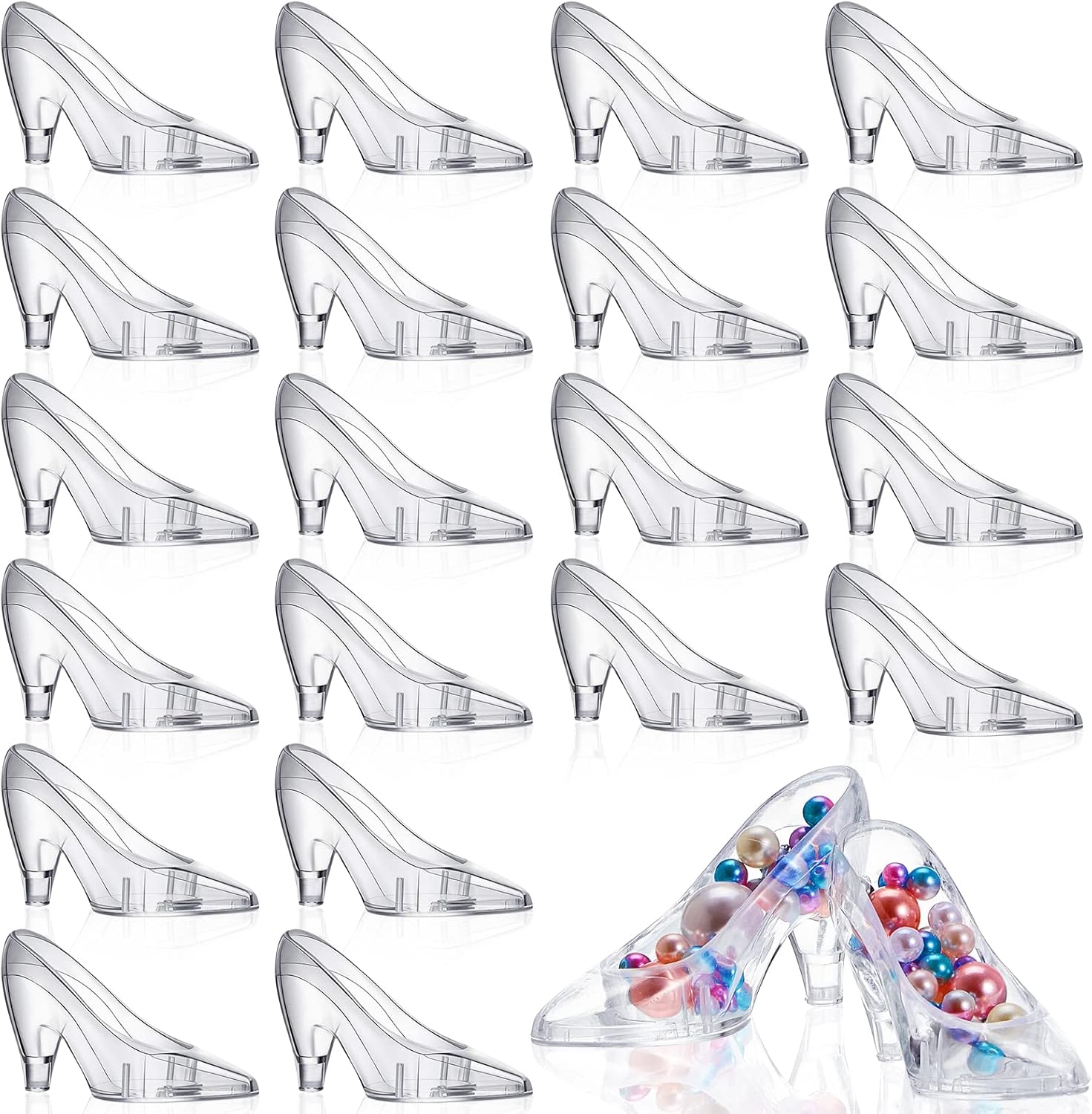 Taiyin 100 Pcs Mini Glass Slippers Clear Princess Slippers