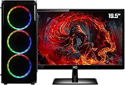Skill Gaming PC Gamer Completo AMD 6-Core CPU 3.8Ghz 8GB (Placa de vídeo Radeon R5 2GB) SSD 120GB Monitor HDMI LED 19.5, Preto, Média, 40471