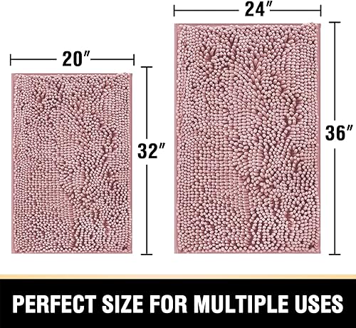 Miniatura 115 de Alfombras de baño Tapetes para baño antideslizante de chenilla de lujo alfombra de baño alfombra extra suave y absorbente Tapetes peludos lavables