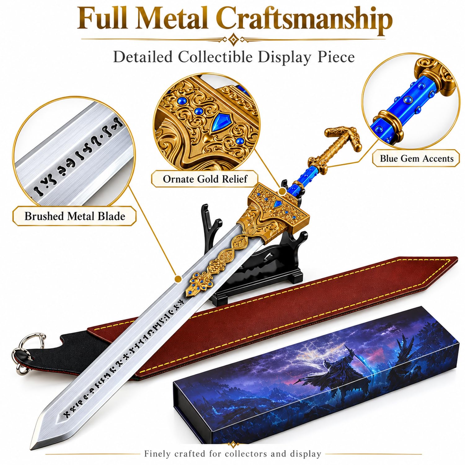 Elden Rings Royal Greatsword Réplique 30 cm avec Support et Coffret