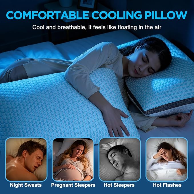 Set 2 Almohadas Memory Foam Queen Ajustable Refrescante miniatura 4