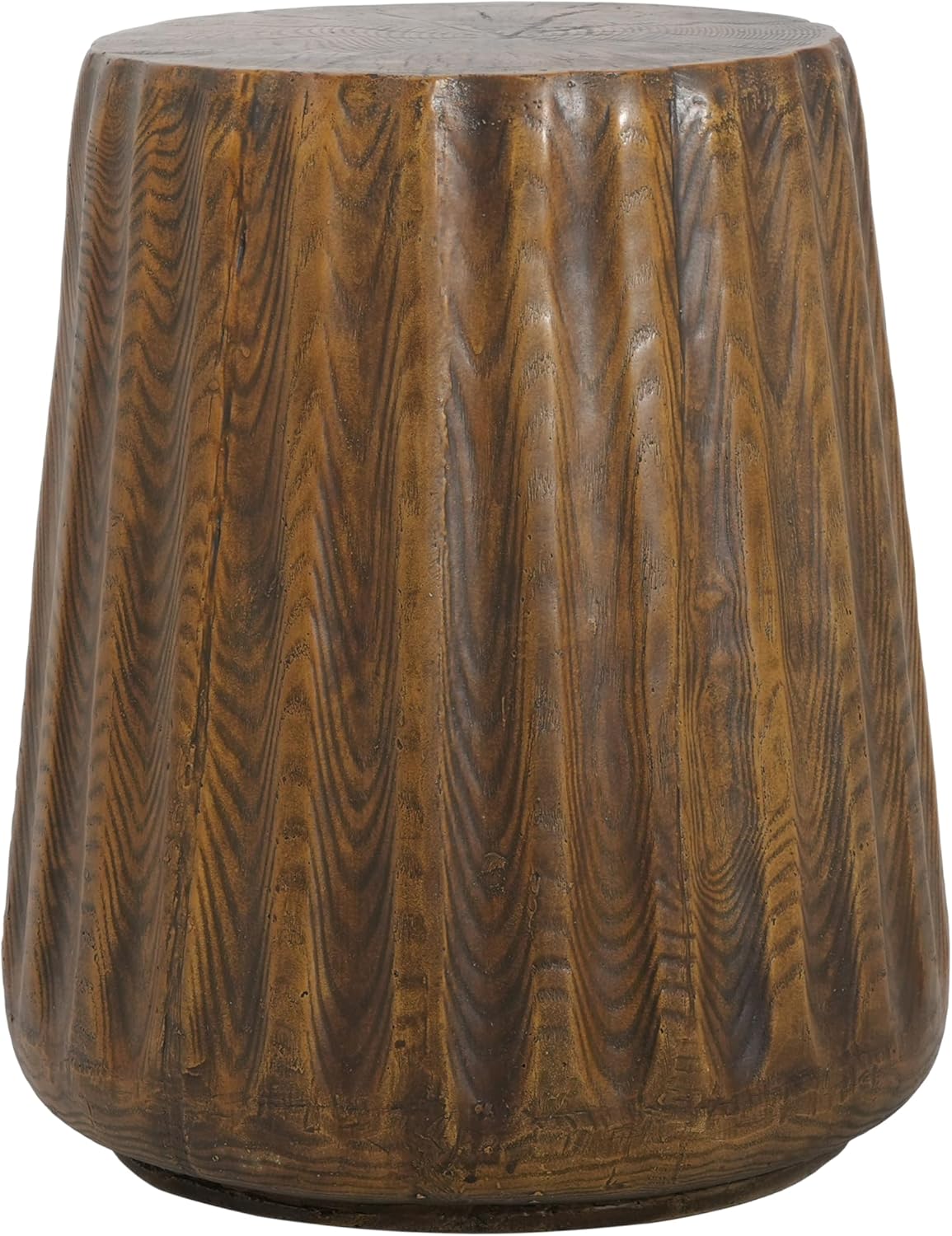 Christopher Knight Home Caded Lightweight Concrete Round Coffee Table, Indoor and Outdoor Side Table for Living Room, MGO Small Side Table, Tree Stump Style, No Assembly Needed, Brown