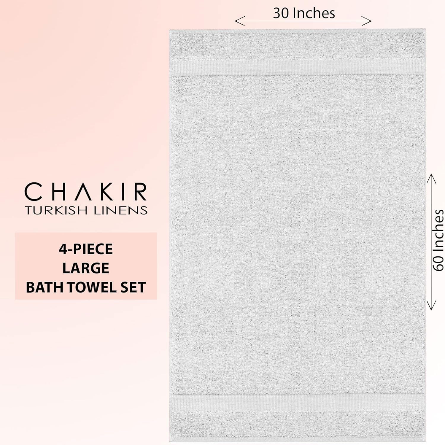Chakir Turkish Linens 100% Cotton Premium Turkish Towels for Bathroom, 2 Large Bath Towels, 2 Hand Towels, 2 Washcloths (6-Piece Towel Set, Wedgewood)