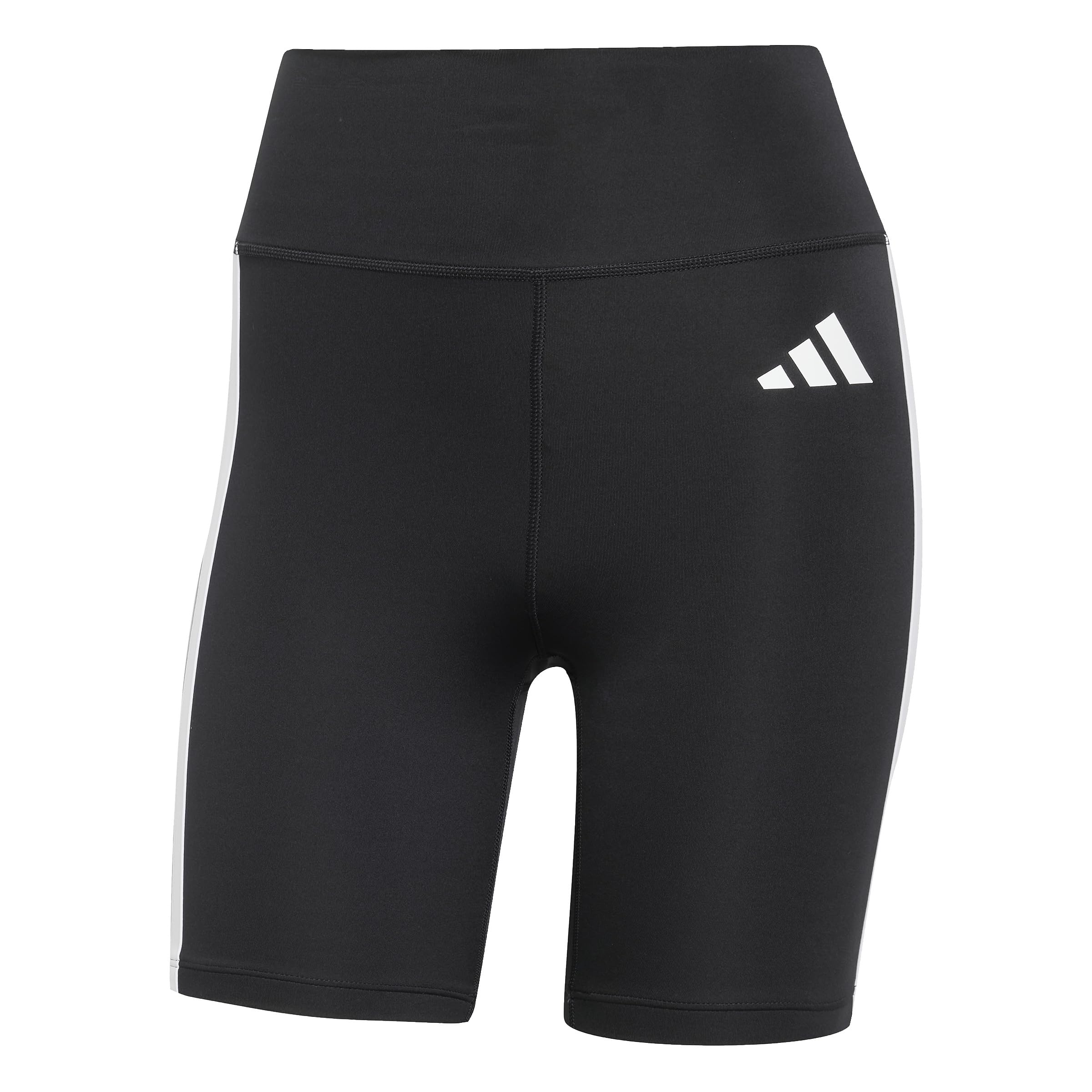 adidas Women's Optime Essentials 3Stripes Short Leggings, black/white, S 7 inch
