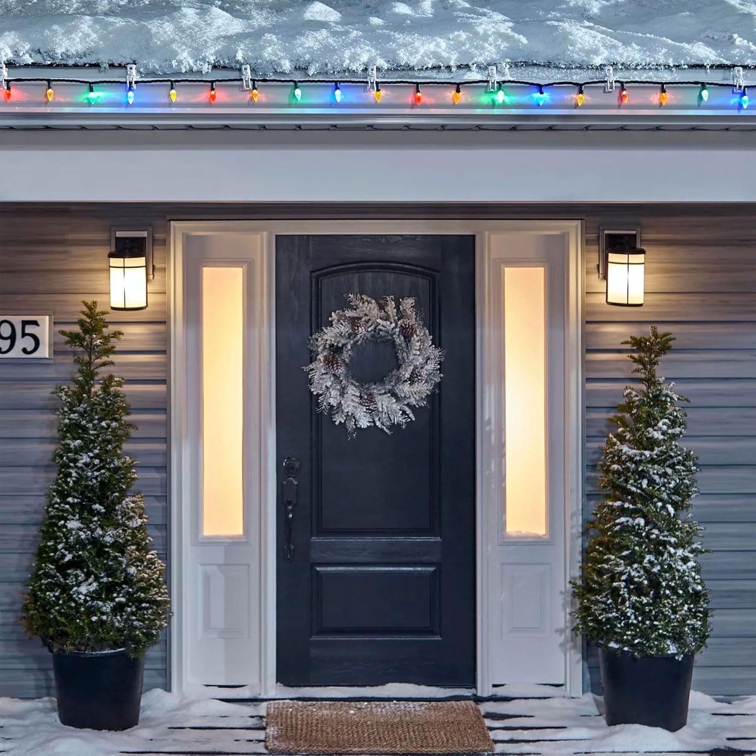 Noma C9 LED lights installed along house eaves