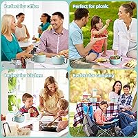 Vista 6 de Maxdot 4 piezas de tazón para microondas de ramen, tazones de sopa instantánea aptos para microondas con tapas, tazones grandes de sopa con asas